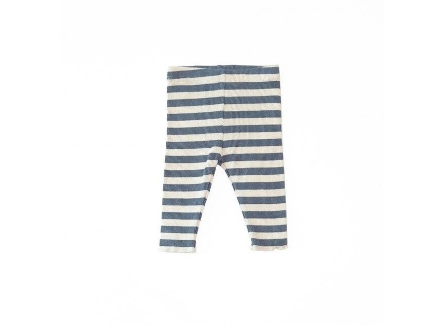 Striped rib legging girl - Sea