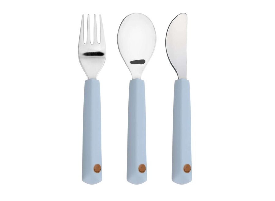 Cutlery with Silicone Handle 3 pcs. - Smile sky blue