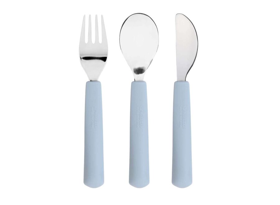 Cutlery with Silicone Handle 3 pcs. - Smile sky blue