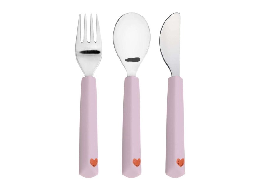 Cutlery with Silicone Handle 3 pcs. - Heart lavender