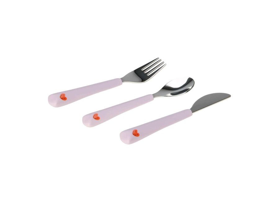 Cutlery with Silicone Handle 3 pcs. - Heart lavender