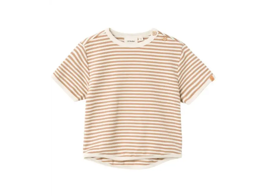 Geo fon ss loose top - Tigers eye stripe