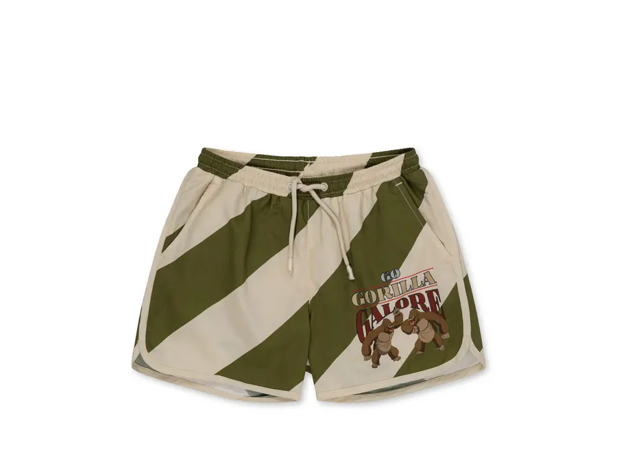 Asnou swimshort shorts - Dark olive/ Creamy white