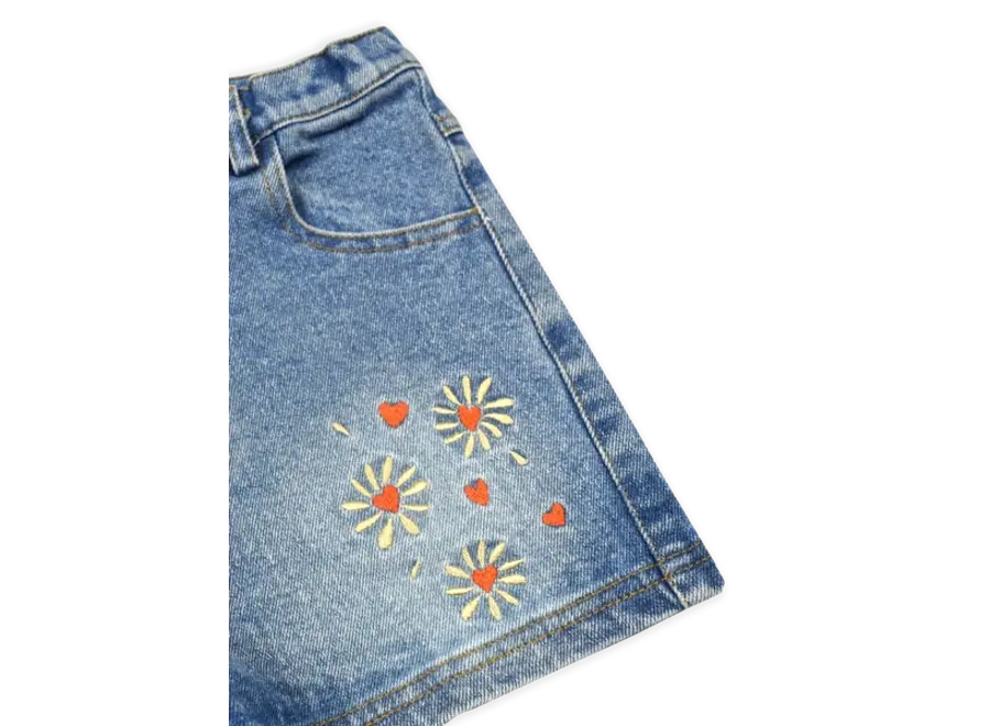 Julia denim short - Bleached sky blue
