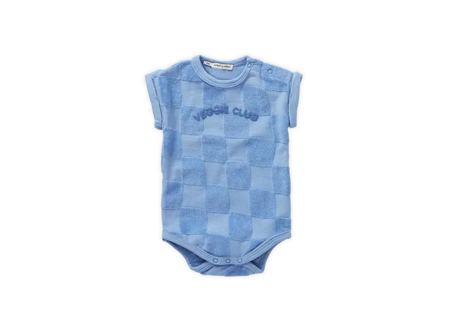 Romper terry blocks breezy blue