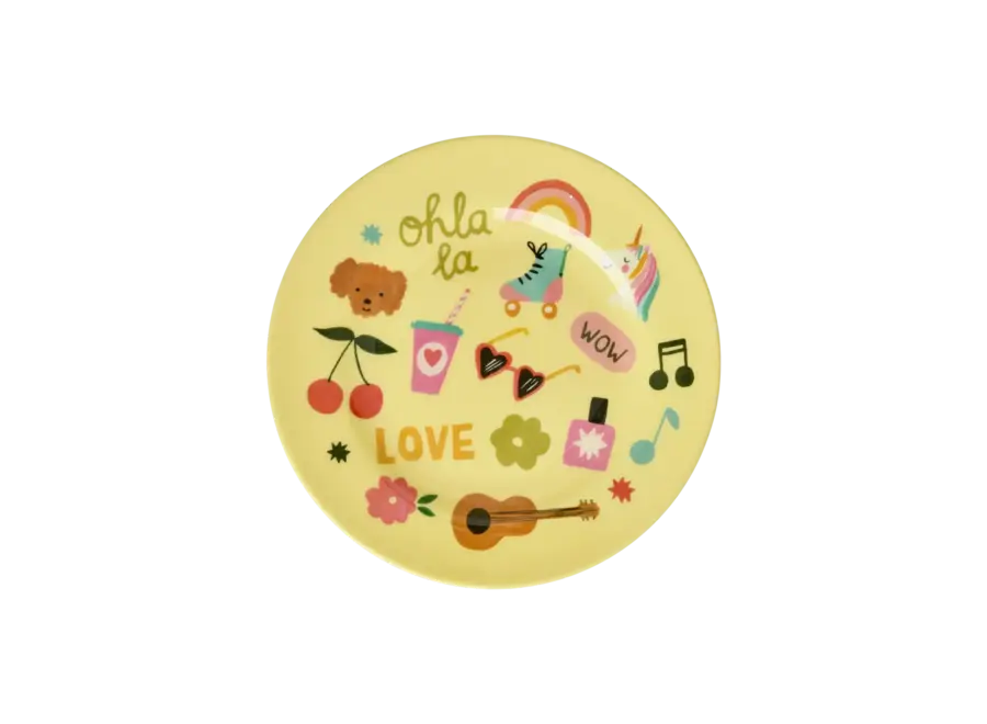 Melamine round plate - Unicorn love print