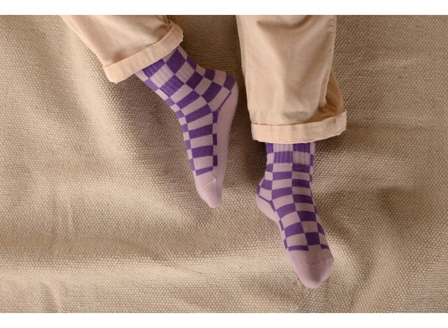 Checkered socks  - Purple
