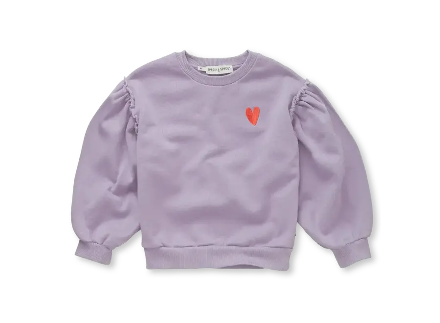 Sweatshirt puff sleeves heart - Lavender
