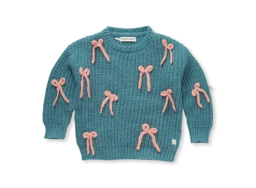 Girls sweater bows - Shady green