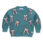 Girls sweater bows - Shady green