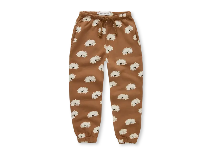 Sweatpants moustache dog print - Mocca