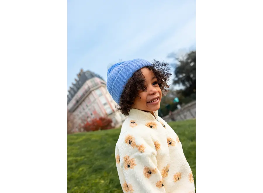 Teddy mock zip dog print - Ivory