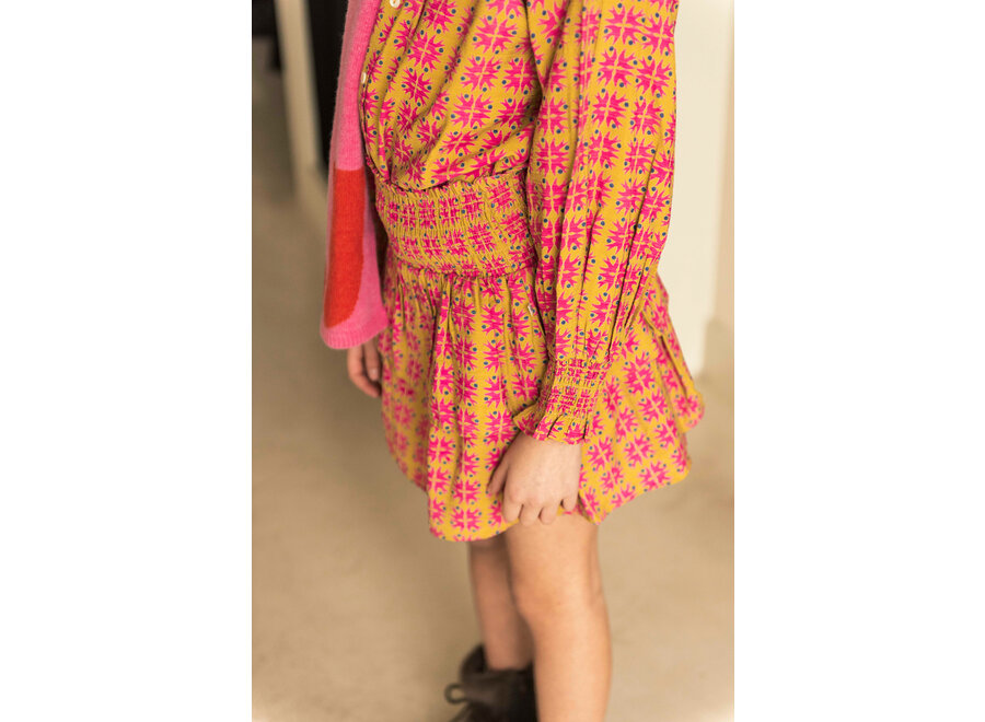 Elle skirt - AOP gold fuchsia