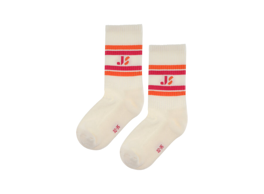 JS sport socks - Off white/ pink/ orange
