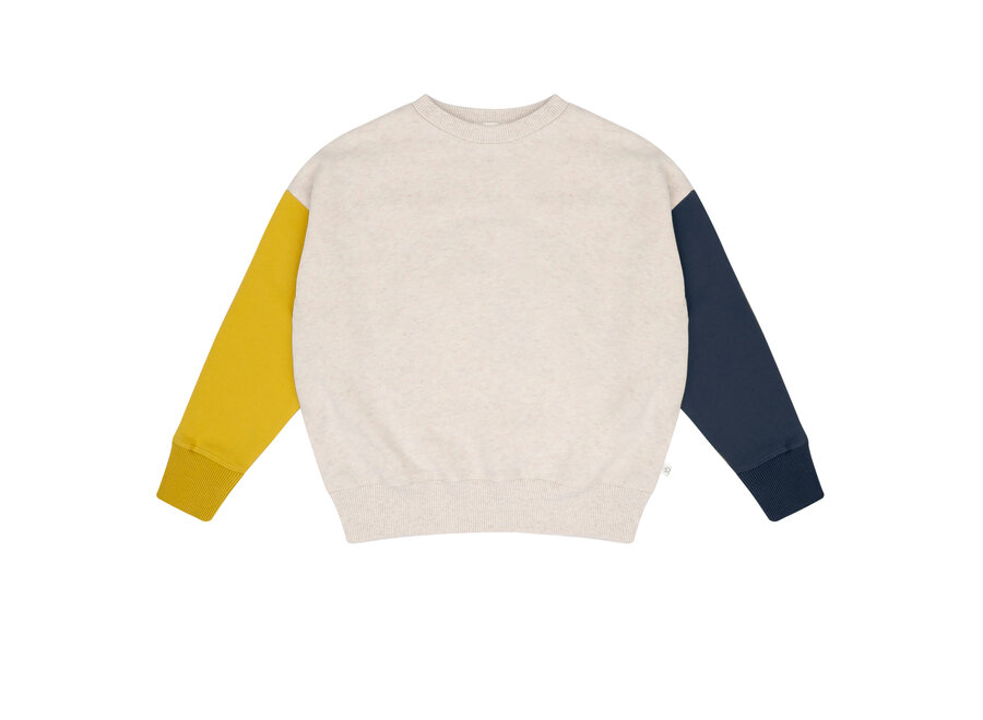 Lucky bird sweater - Ecru melange/ gold-blue