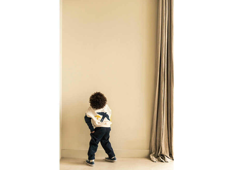 Lucky bird sweater - Ecru melange/ gold-blue