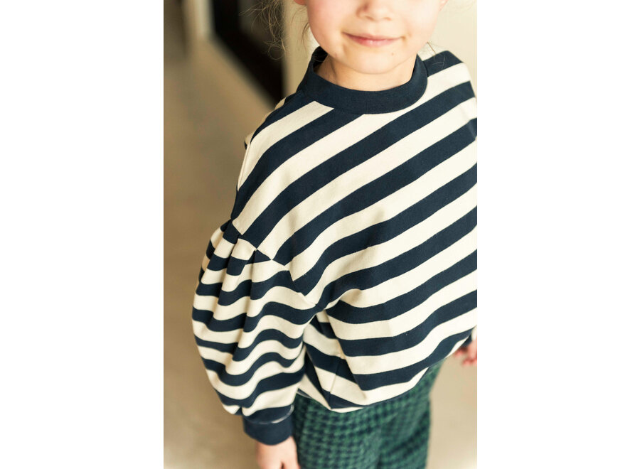 Millie LS shirt - Navy blue/ off white stripe