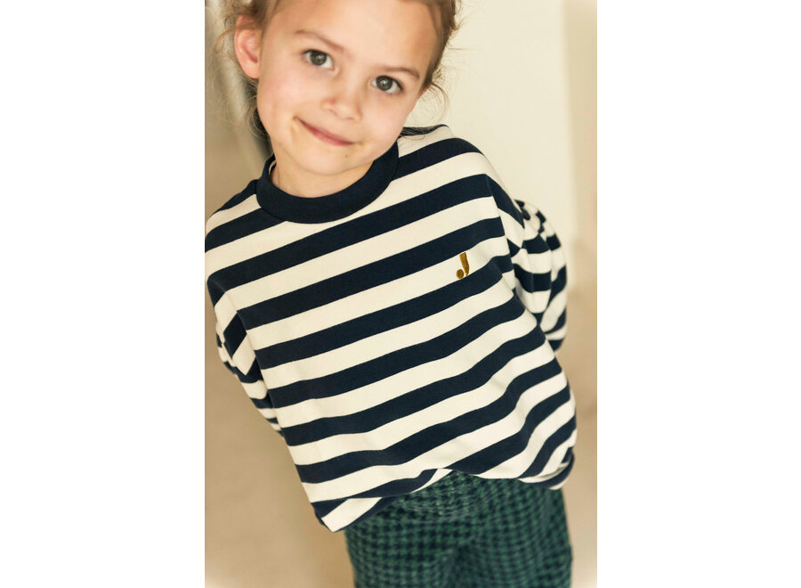 Millie LS shirt - Navy blue/ off white stripe