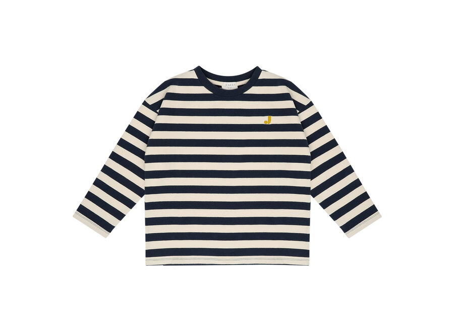 Moos oversized LS T-shirt - Navy blue/ off white stripe