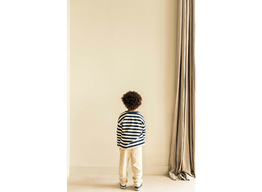 Moos oversized LS T-shirt - Navy blue/ off white stripe