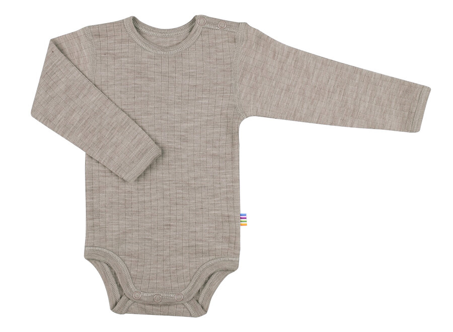 Body l.s. basic - Sesame melange (100% wol)