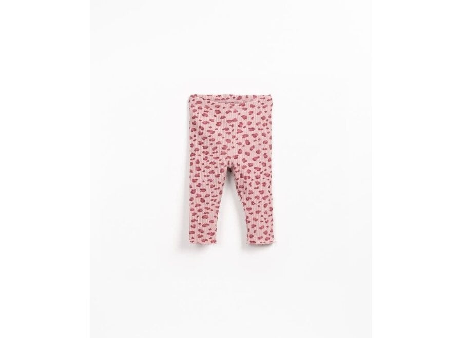 Printed rib leggings - Leopard/ Rose
