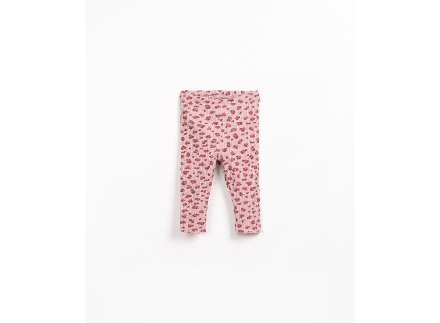 Printed rib leggings - Leopard/ Rose