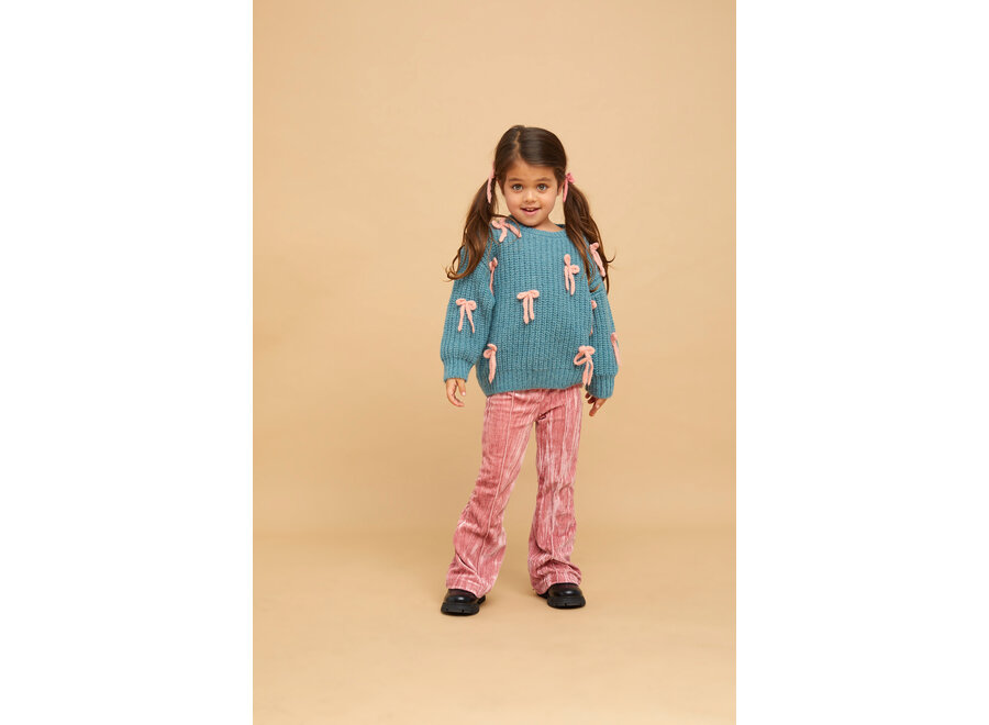 Girls sweater bows - Shady green