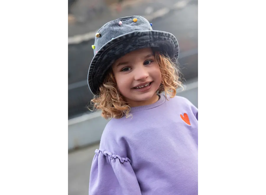 Sweatshirt puff sleeves heart - Lavender