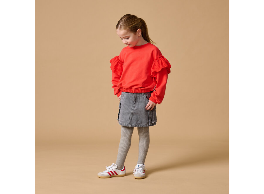 Romantic ruffle sweater - Cayenne