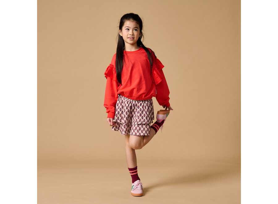 Romantic ruffle sweater - Cayenne
