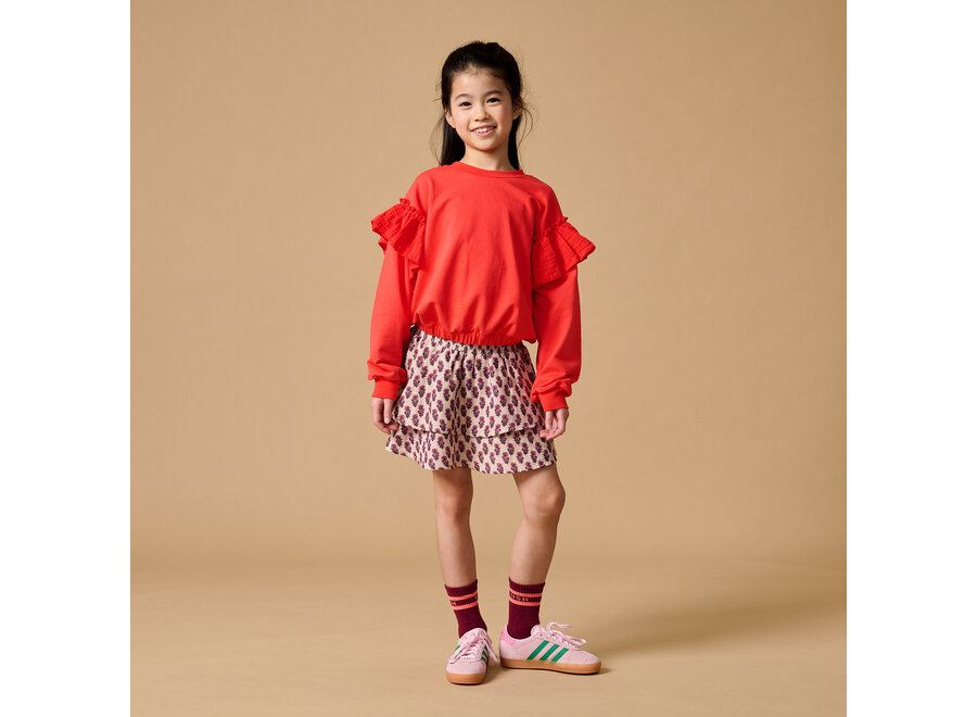 Romantic ruffle sweater - Cayenne