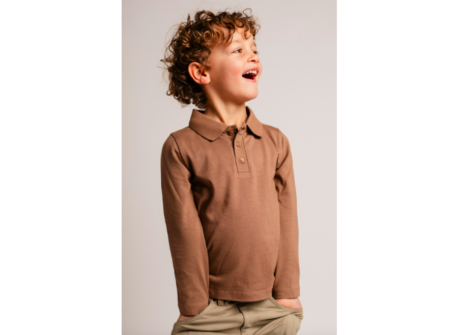 Broc longsleeve polo - Brown cacao