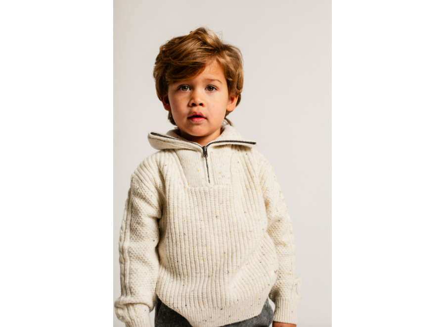 Lenn knit zipsweater - sand multicolor
