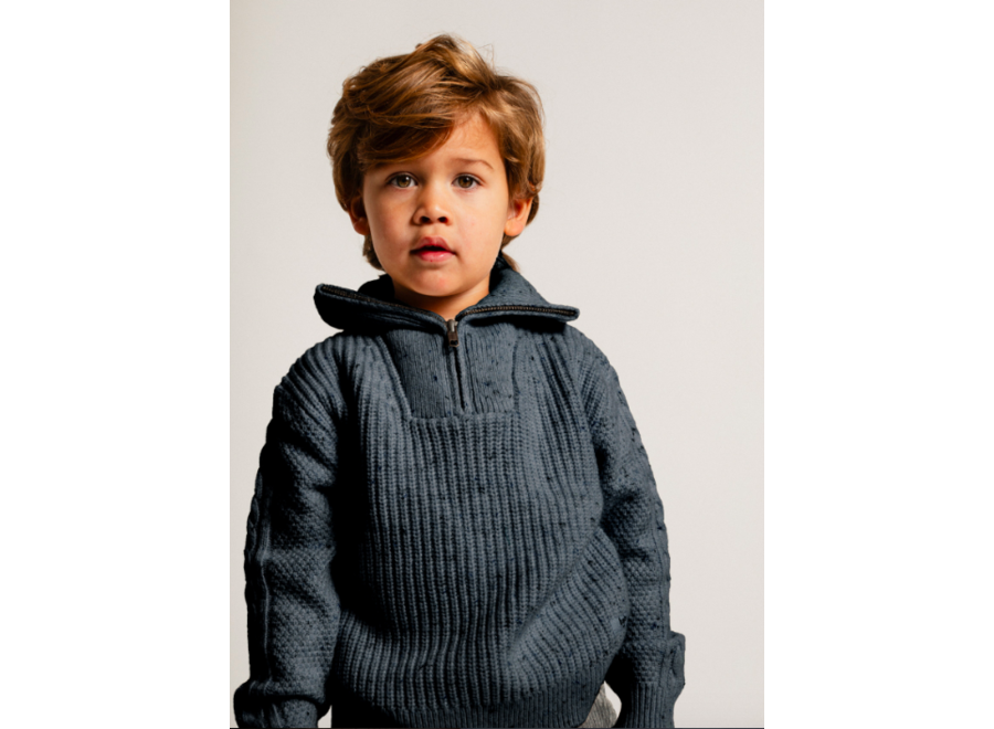 Lenn knit zipsweater - Blue vintage
