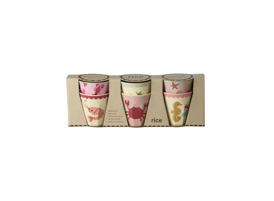 Petits gobelets set small (6) - Ocean print/ Coral