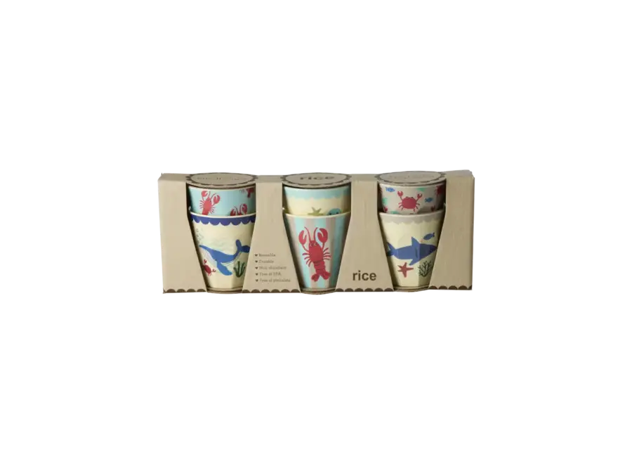 Petits gobelets set small (6) - Ocean print/ Blue
