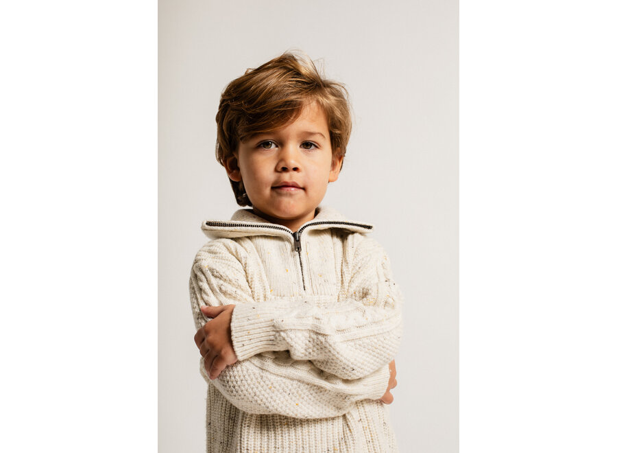 Lenn knit zipsweater - sand multicolor