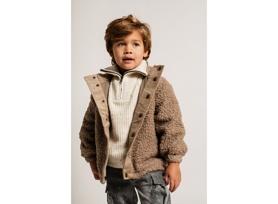 Lenn knit zipsweater - sand multicolor
