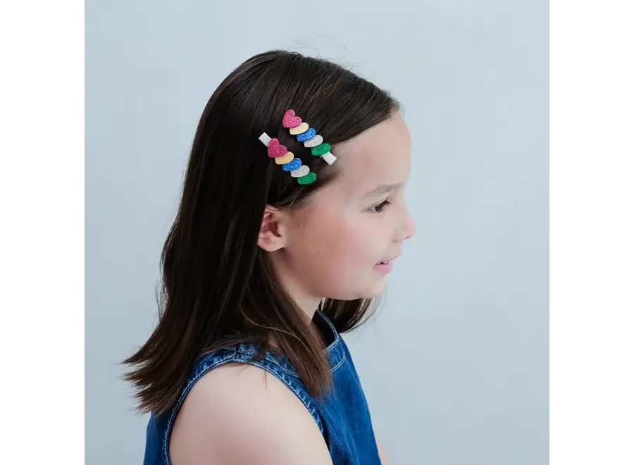 Jazzy layered heart clips