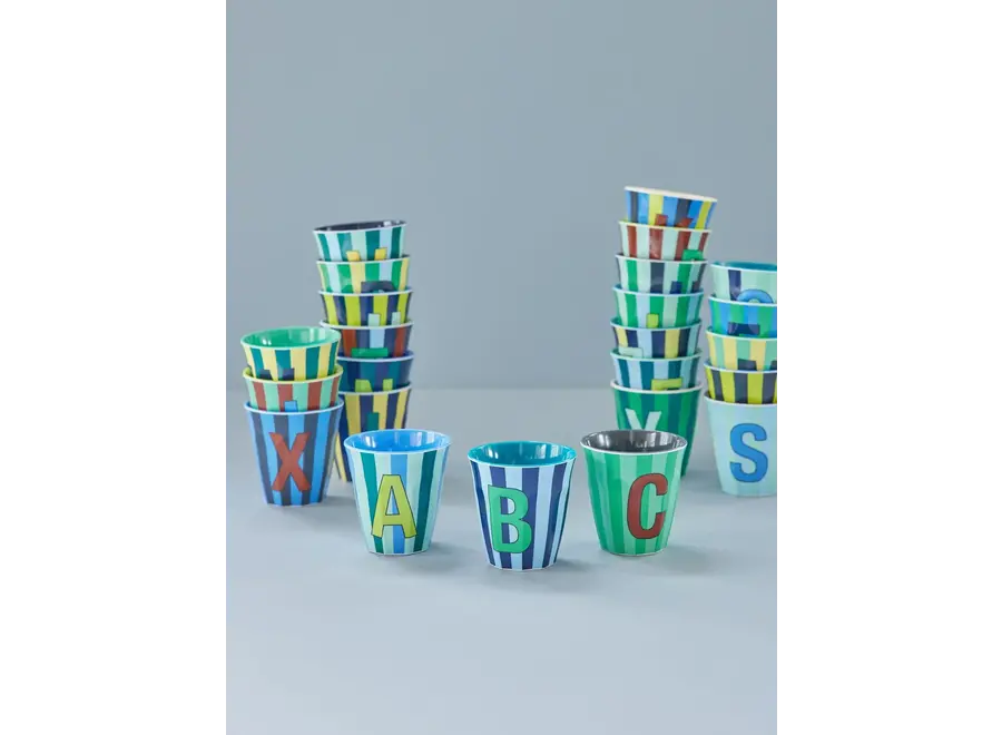 Letterbekers gestreept - Blauw