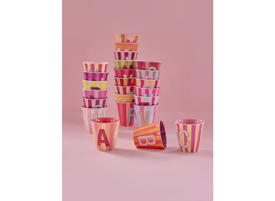 Letterbekers gestreept - Roze