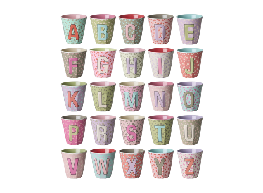 Letterbekers - Bloemenprint/ roze