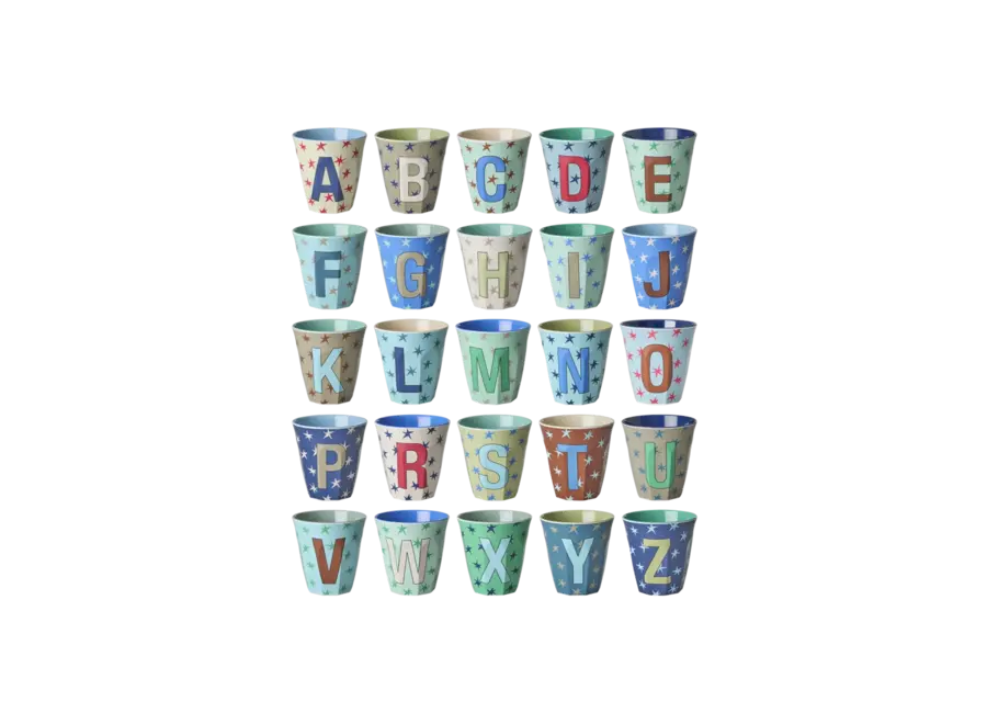 Letterbekers - Sterrenprint/ blauw