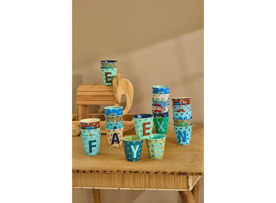 Letterbekers - Sterrenprint/ blauw