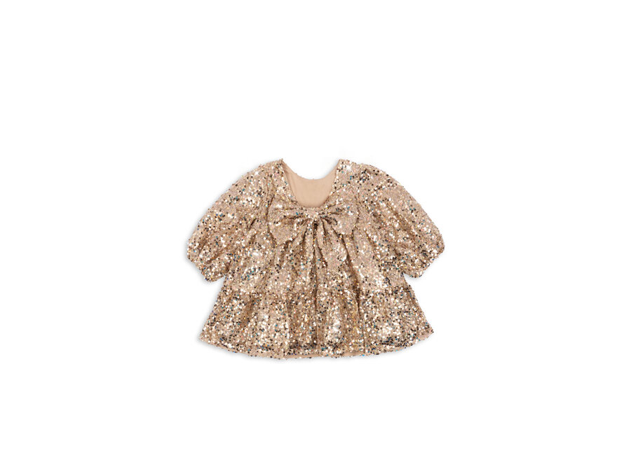 Lila sequins bow dress - Gold glitter