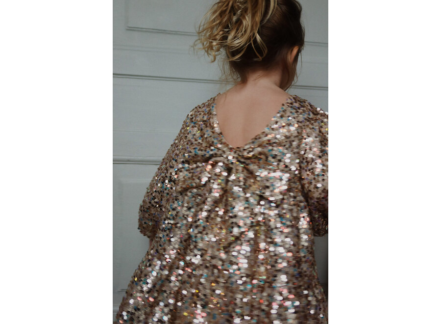 Lila sequins bow dress - Gold glitter