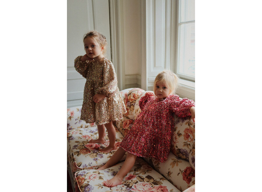 Lila sequins bow dress - Gold glitter