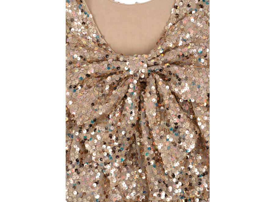 Lila sequins bow dress - Gold glitter