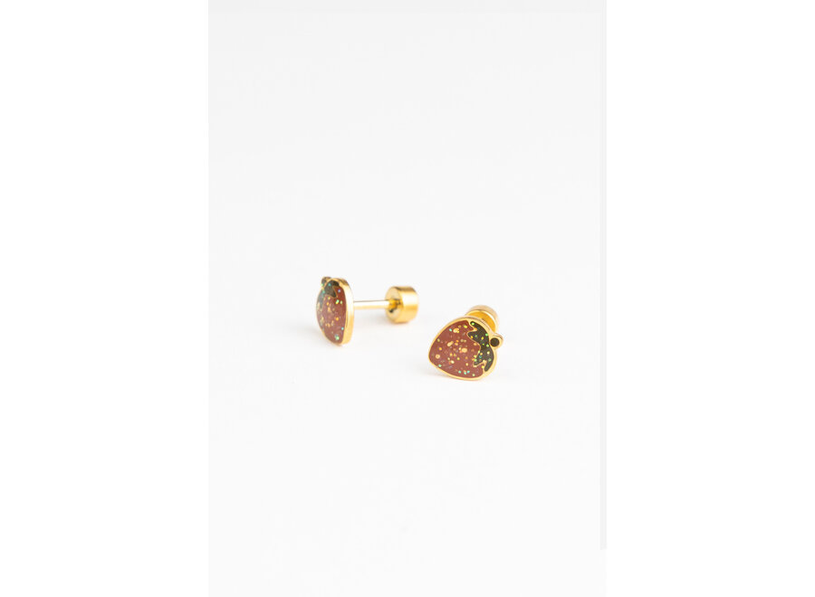 Studs earrings - Glitter strawberries